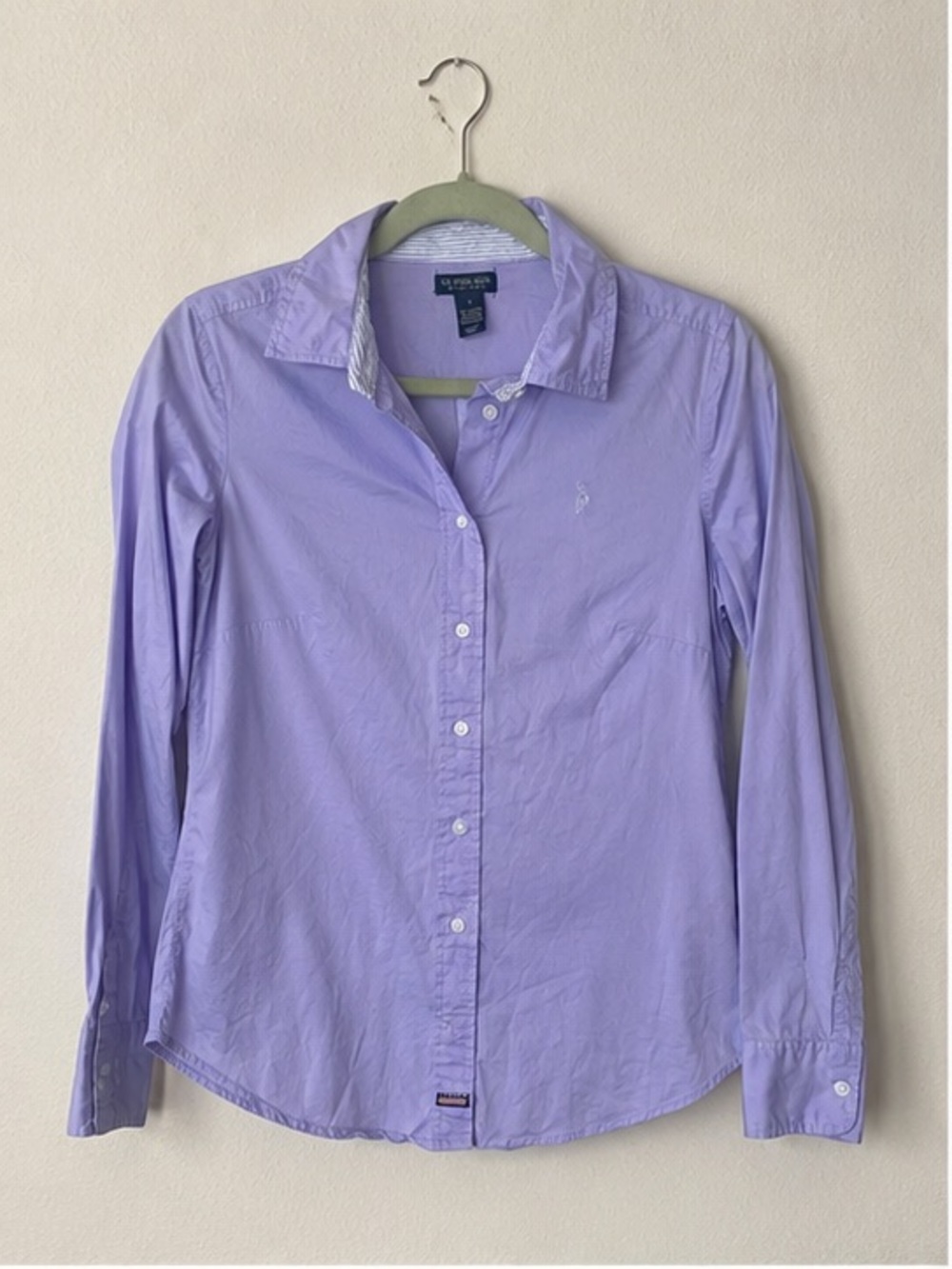 US Polo Women's Slim Fit Purple Button-Up Shirt